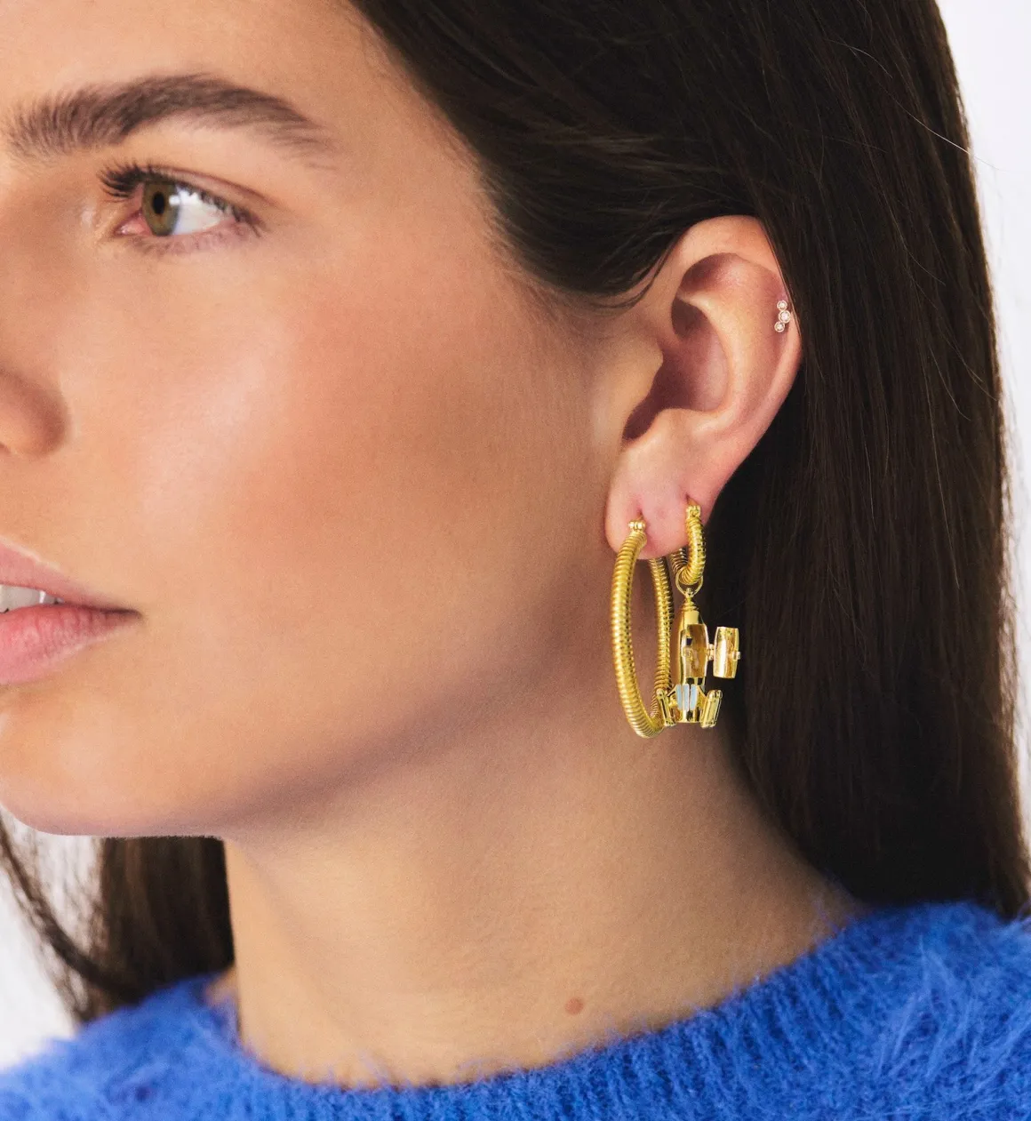 Anna + Nina ​Verguld | Zilver & Verzilverd | Small Spiral Hoop Earrings