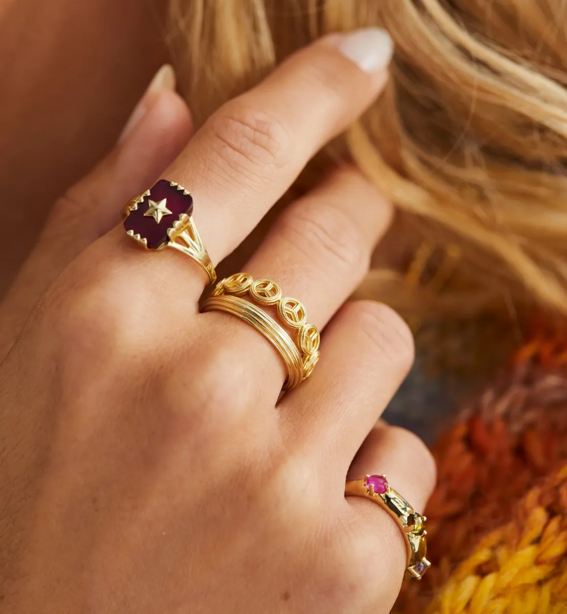 Anna + Nina ​Verguld | Zilver & Verzilverd | Starshine Magenta Ring