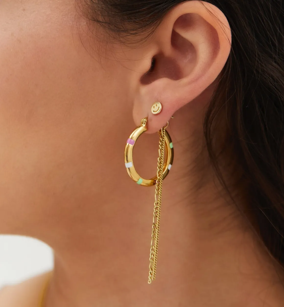 Anna + Nina ​Verguld | Zilver & Verzilverd | Sweet Stripe Hoop Earrings