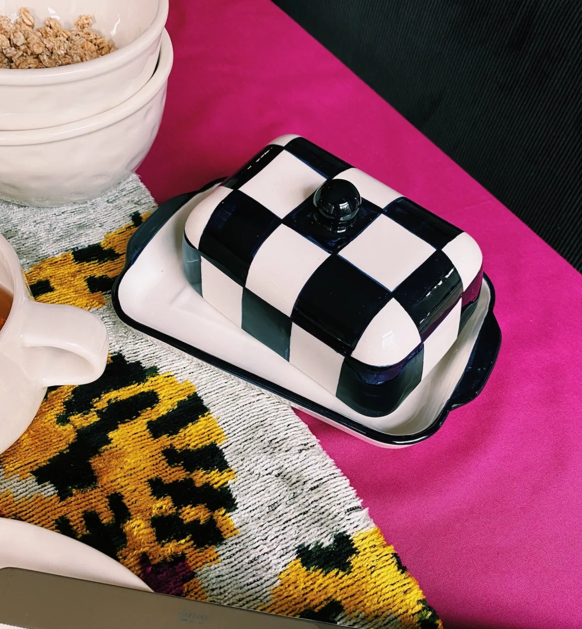 Vaisselle Boutique Servies | Checkered Butter Dish